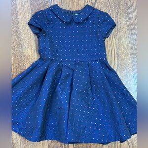 Tartine et Chocolat Girls Navy Dress with Tiny Hearts